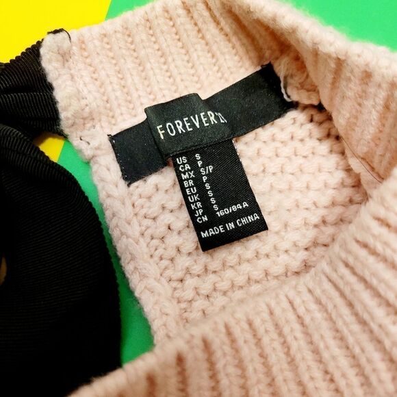 2/$20 Forever 21 pink with black ribbon sweater - Picture 4 of 4